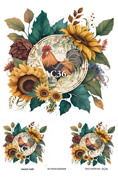 LİNEART ورق تزيين نحاسي من سلسلة زهرة الشمس مقاس 29 × 42 سم رقم: ACU36