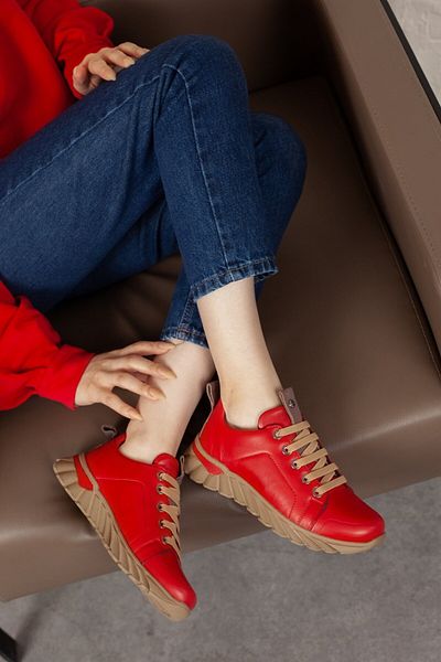 Mammamia Women's Genuine Leather Sole Detailed Comfortable Lace-Up Shoes