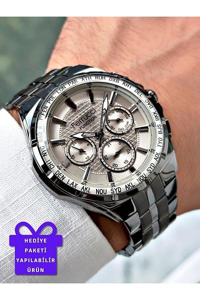 Ferrucci Design Smoked Color Steel Band Men's Wrist Watch (3 Atm Waterproof)