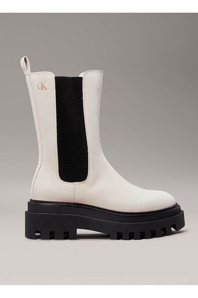 Calvin Klein Bőr bézs női csizma YW0YW 016840 F4