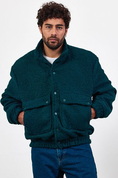 MADZEYMODA New Season Ανδρικό παλτό με κουμπωτή επένδυση Stamp Nefti Green Mz51087