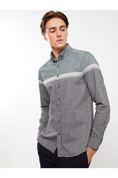 LC Waikiki Slim Fit Long Sleeve Striped Gabardine Men's Shirt