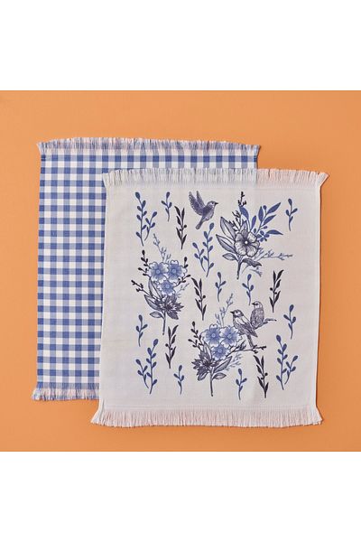Bella Maison Set de 2 cârpe de uscare din bumbac Bleu Blanc (40x50 cm)