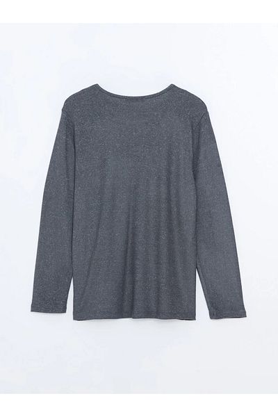 LC Waikiki Γυναικεία μπλούζα με σχέδιο LCW Grace Anthracite Melange Crew Neck