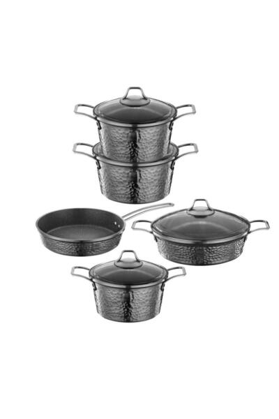 Brioni Platinum 9 Parça Yanmaz Yapışmaz Granit Tencere Seti