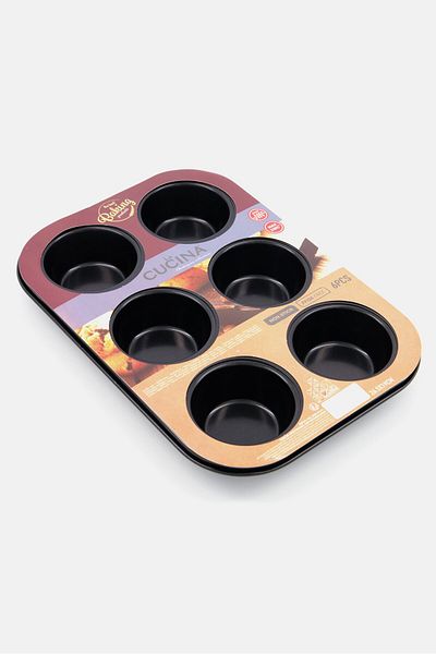 Muy Mucho 6 Pack Muffin Mould, Black