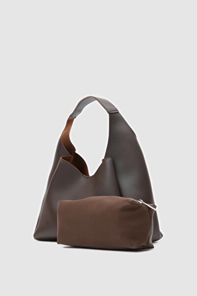 Shule Bags Mono Puppy Bitter Brown Shoulder Bag