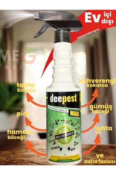 ORDU MEGA TARIM Deepest Sprey Kokarca Bit Pire Gümüş Kene Akrep Tahta Kurusu Yılan Hamam Tüm Haşereler 400 mL