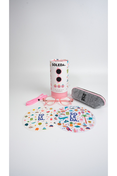 SOLEDA Candy Pink Screen Glasses for 6-12 Years Old Children