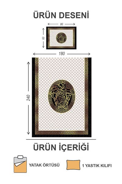 Doruklar Home Collection Set cuvertură de pat din catifea căptușită din bumbac matlasat de calitate premium cu model modern