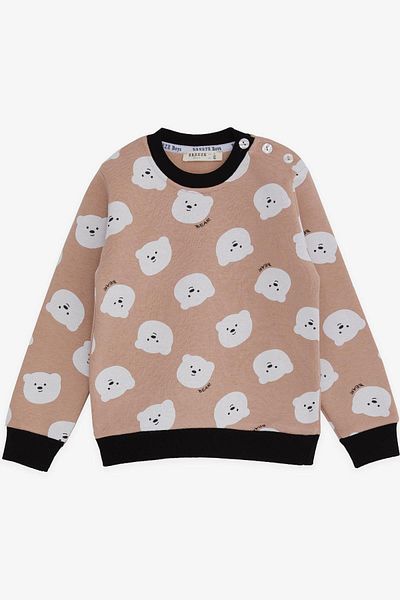 Breeze Girl's Sweatshirt with Teddy Bear Pattern, 1.5-5 Years, Beige