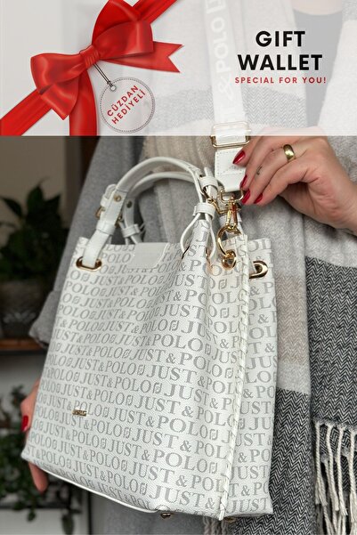 Just Polo Large Size Wide Strap Daily Women's Shoulder Bag with Wallet Gift, ...