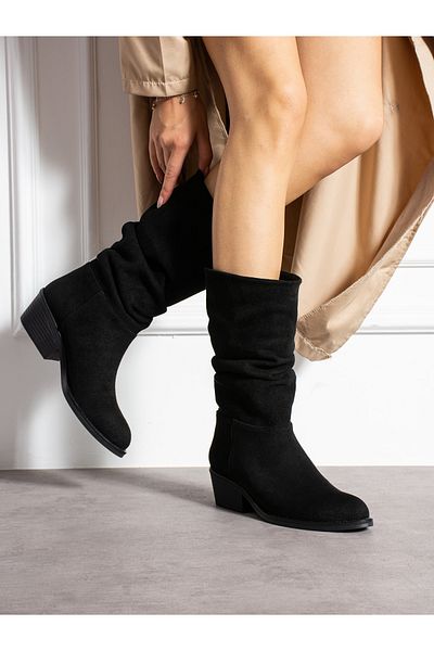 Alemdar Shoes Γυναικείες μπότες ROSETTA Μαύρο Σουέτ Μπούκλες