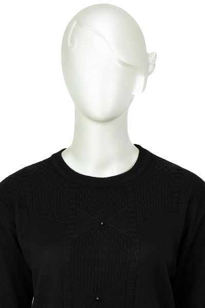 Oppland Tricotaj de iarnă din bumbac pentru femei, țesut, pulover pentru mamă, design cu margele, gât rotund