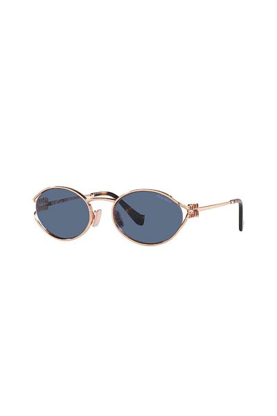 Miu Miu 52Ys Zvf1V1 54 Women's Oval Rose Gold Metal Sunglasses