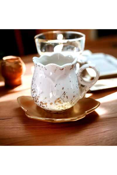 ariana sytle 6 Person 12 Piece Gilded Daisy Porcelain Turkish Coffee Cup Set 01