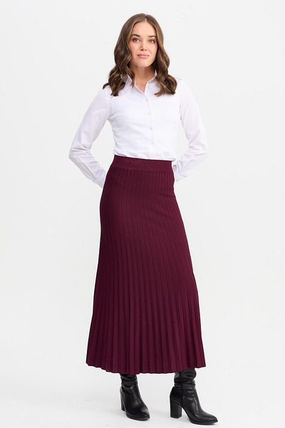 Desen Triko Tricot Pliat Damă Fustă Roșu Claret
