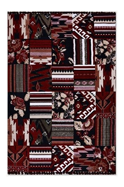 Halımax Crea Halı Truva TR14 Afgan Desen Bordo Kırmızı Etnik Modern Halı