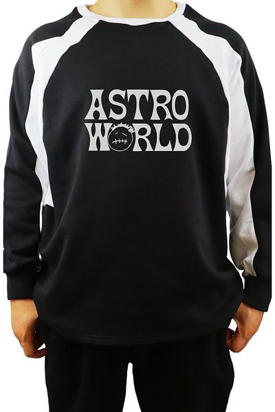Fuddy Moda Унисекс суитшърт с щампа Astro World - без качулка, голямо кръгло деколте