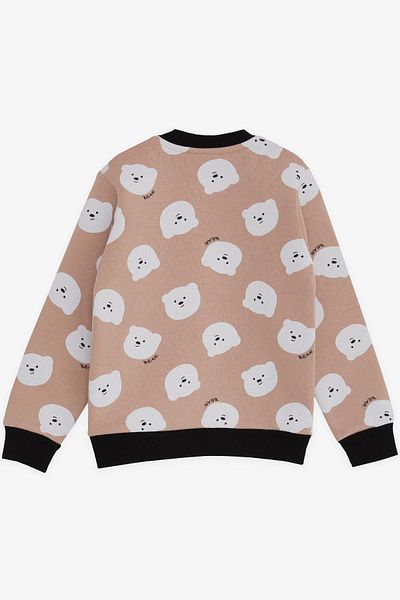 Breeze Girl's Sweatshirt with Teddy Bear Pattern, 1.5-5 Years, Beige