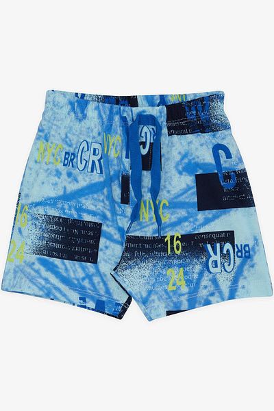 Breeze Girls & Boys Baby Boy Shorts with Lacing Accessories and Text Printed 9 Months-3 Years, Blue