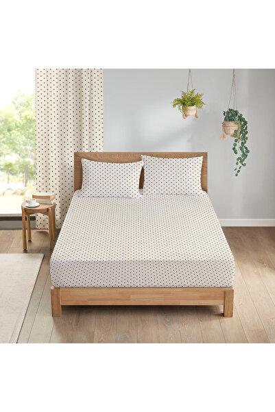 Evmila Set cearșaf dublu alb - cu model buline, 160x200 cm