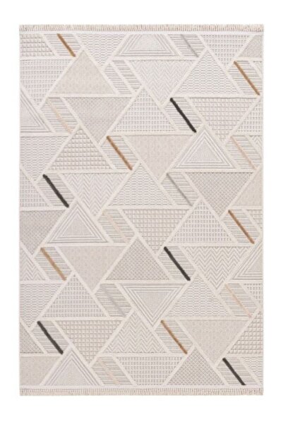 Halımax Enti Halı Bonn 8805 Krem Kabartmalı Salon Halısı Modern Geometrik Makine Halısı