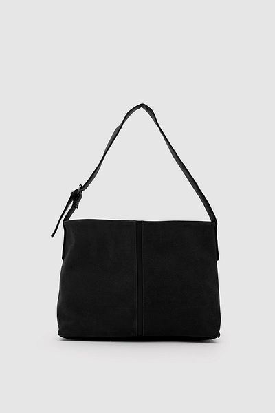 Shule Bags Geanta de umar Agatha din piele intoarsa neagra