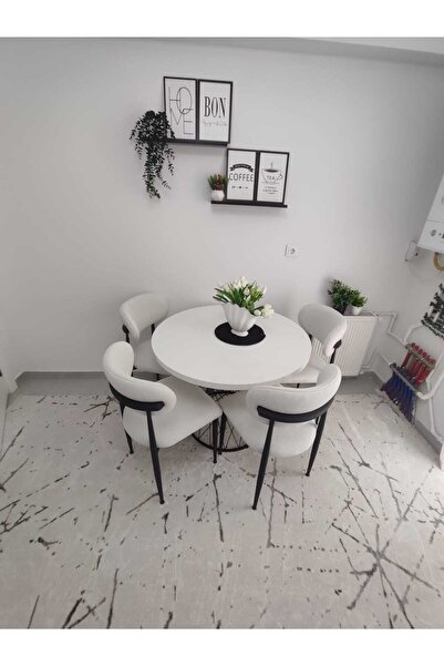 Ankara Dinç Metal Sehpa Polo Masa Sandalye Takımı 4 sandalye 1 Mdf Glos Masa