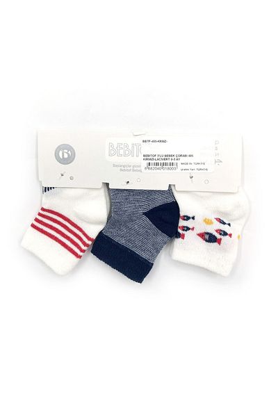 Bebitof Baby Bebitof 405 Model 3-Piece Baby Socks Set