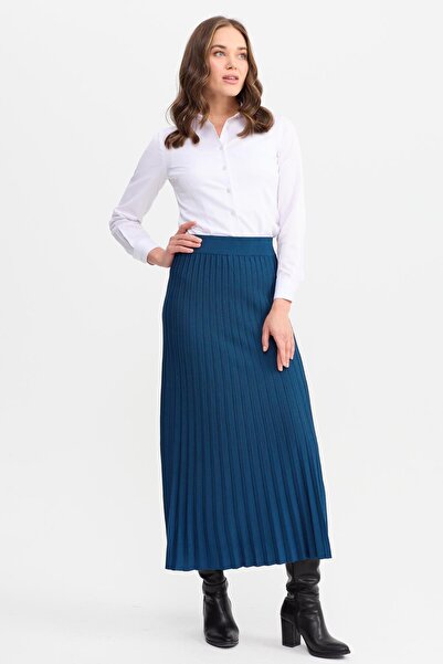 Desen Triko Indigo Жіноча плісирована трикотажна спідниця