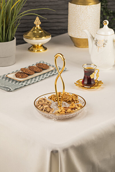 Sena Nil 3-Compartment Glass Snack Bowl with Metal Holder (506-K)