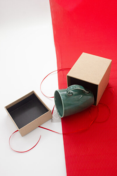 carton box Kartonkutu Yılbaşı Kraft Kırmızı Kurdeleli Sert Karton Kahve Fincan Hediye Kutusu 10 Cm / No_1