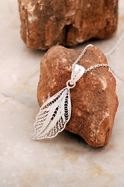 Sümer Telkari Midyat Telkari Sanatı Elişi Yaprak Gümüş Kolye 8028