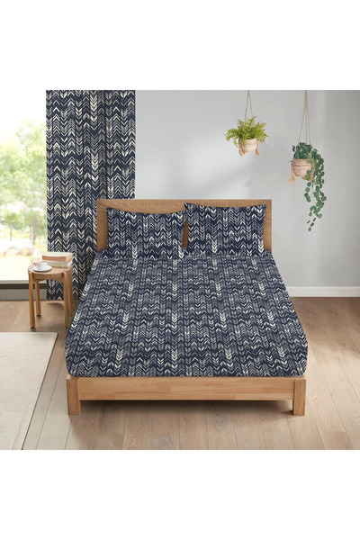 Evmila Μαύρο Σετ Σεντόνια με Μοντέρνο Σχέδιο και Εκτύπωση, 160x200, Διπλό Ελα...