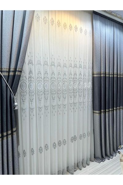NİVEMESHOME Nivemeshome Antakya 8008 V-6113 1/3 Tight Pleated Tulle Curtain Apm