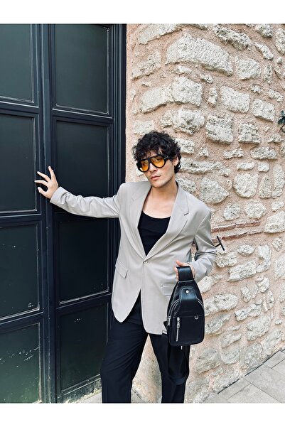 DERKON Μαύρο Γνήσιο Δερμάτινο Bodybag Posedo Model - Τσάντα ώμου και στήθους