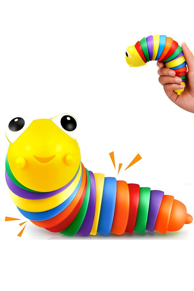 BLUEST SHOP Rengarenk Sevimli Esnek Tırtıl Şekilli Oyuncak Çocuk Bebek Eğitic...