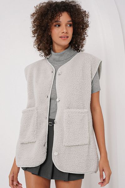 Bigdart 6803 Plush Vest with Pockets - Gray