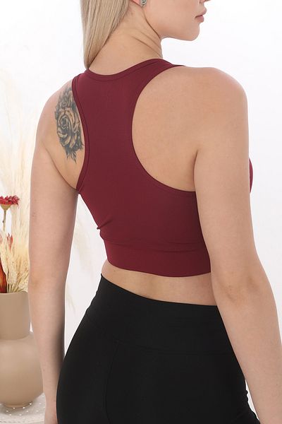 MissFlex Fit Front Zippered Athlete Crop Bustier 5860 Claret Red