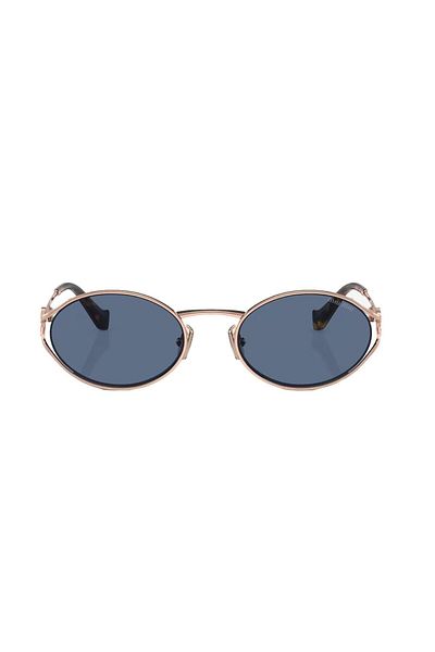 Miu Miu 52Ys Zvf1V1 54 Women's Oval Rose Gold Metal Sunglasses