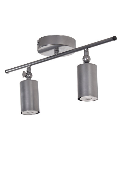 Modavize Spoti (SARI IŞIK) Modern Tasarım Gri Renk Spot Gün Işığı Ledli Sıralı Cafe - Mutfak 2 Li Avize