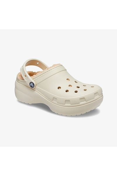 Crocs Γυναικείες - Παντόφλες Classic Platform Cut Lined Clog Cream