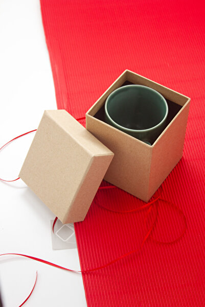 carton box Kartonkutu Yılbaşı Kraft Kırmızı Kurdeleli Sert Karton Kahve Fincan Hediye Kutusu 10 Cm / No_1