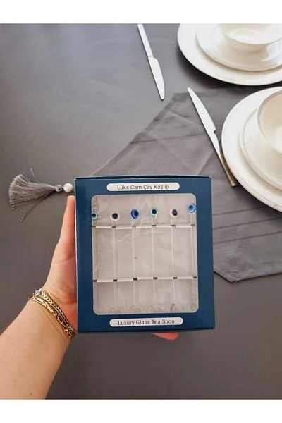 Lider MAGNESİA 6-Piece Glass Tea Skis - Evil Eye Beaded