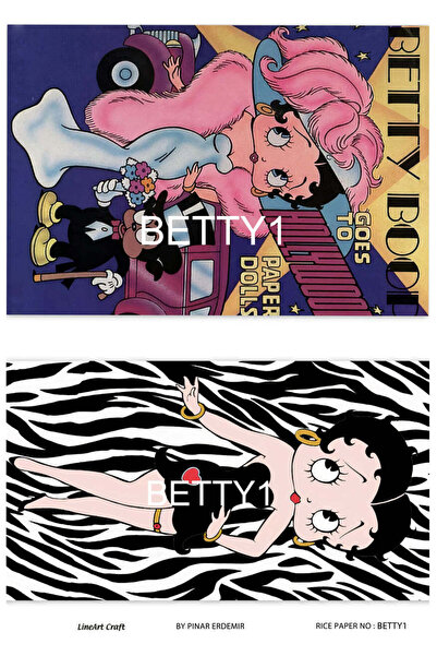 LİNEART Betty Boop Brass Decopage Paper - 29X42Cm No:Betty1