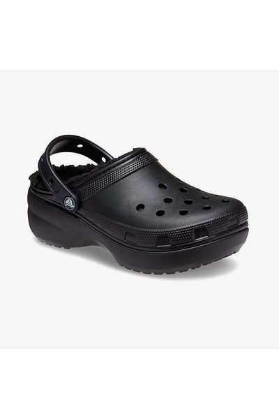 Crocs Γυναικείες μαύρες παντόφλες Classic Platform Lined Clog Noir