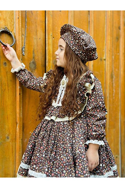 Hly Karol Tasarım Καφέ vintage φόρεμα για κοριτσάκι, φόρεμα γενεθλίων, φόρεμα φωτογράφισης, κατάλληλο για ηλικίες 0-12