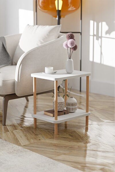 EGEMODÜLER 2 Raflı Yan Sehpa Geniş Gazetelik Kitaplık Çiçeklik Komodin Çok Am...