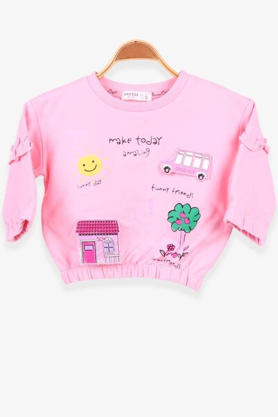 Breeze سويت شيرت بناتي بموضوع المدرسة 1-4 سنوات، مسحوق